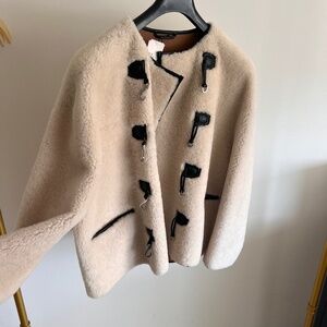 Toteme Beige Teddy Jacket with Dark Accents